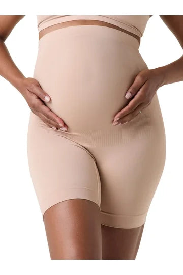 Seamless Maternity Shapewear, High Waisted Mid-Thigh Pregnancy Underwear Prevent Chafing Belly Support