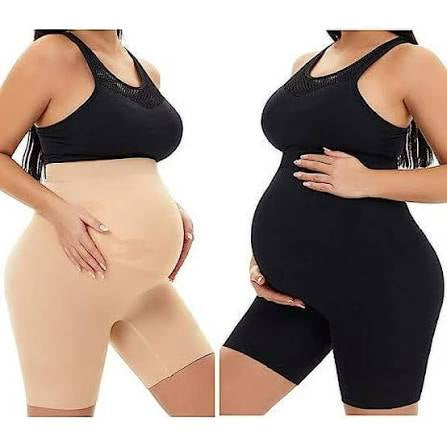 Seamless Maternity Shapewear, High Waisted Mid-Thigh Pregnancy Underwear Prevent Chafing Belly Support